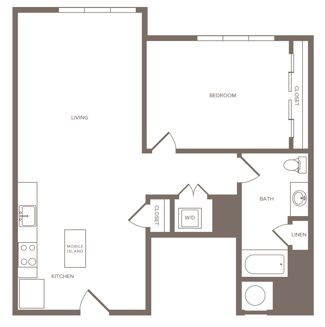 Floorplan for Apartment #1416, 1 bedroom unit at Halstead Parsippany